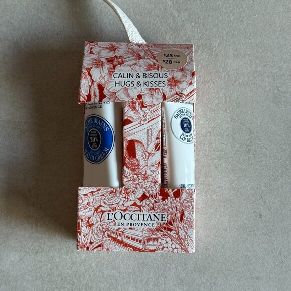 L’Occitane Hugs & Kisses Gift Set Shea Butter Hand Cream + Lip Balm - Picture 1 of 2